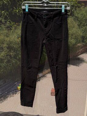 J Brand Jeans Anja Clean Cuffed Crop Jeans in Black